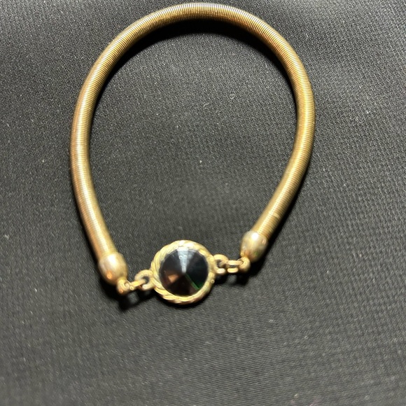 VYG Gold Tone Metal Coiled Bracelet with black accent. Unique find!! - Picture 2 of 7